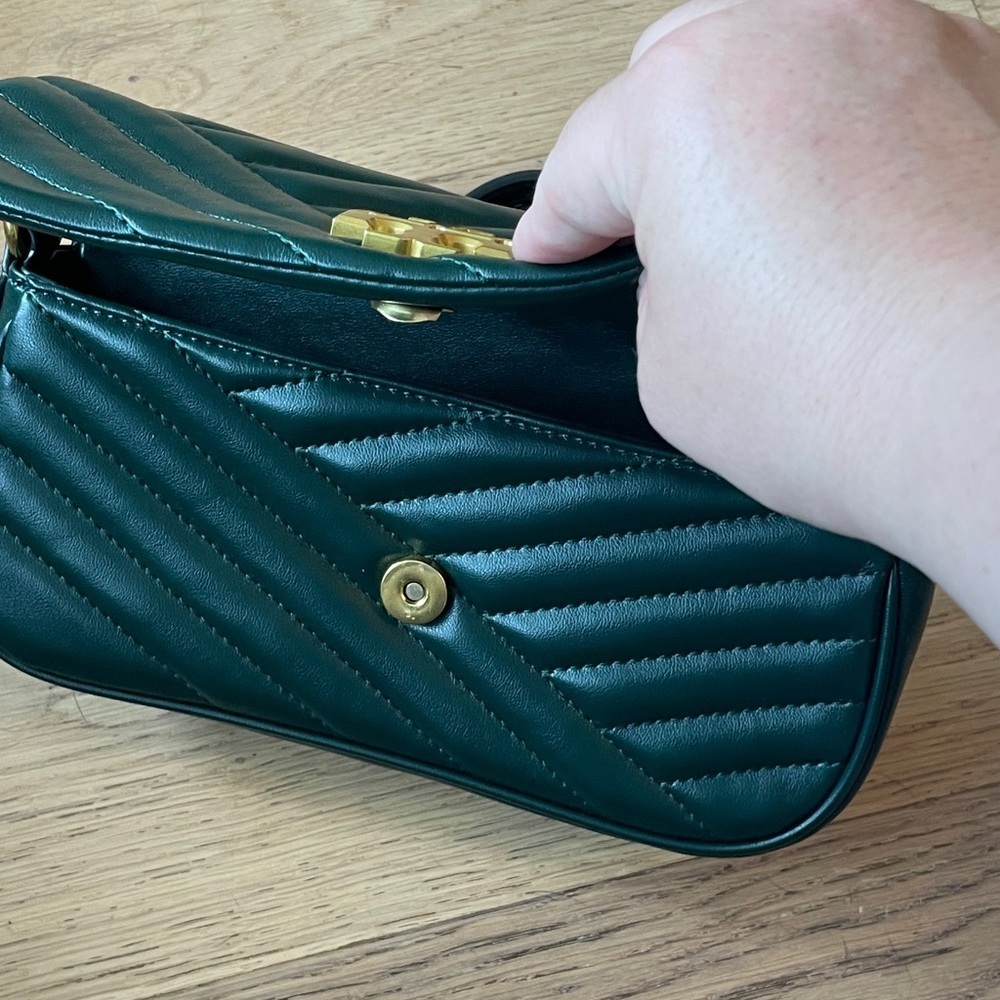 Tory Burch Dark Green Quilted Shoulder Bag - Picture 5 of 7